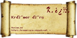 Krámer Örs névjegykártya